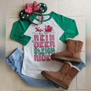 Disney Parks Main Street Reindeer Sleigh Rides Holiday Baseball Tee